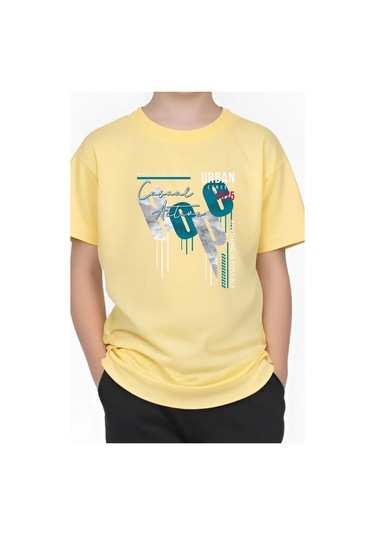 Hope Baskılı Erkek Çocuk Yuvarlak Yaka Kısa Kollu T-shirt Sarı