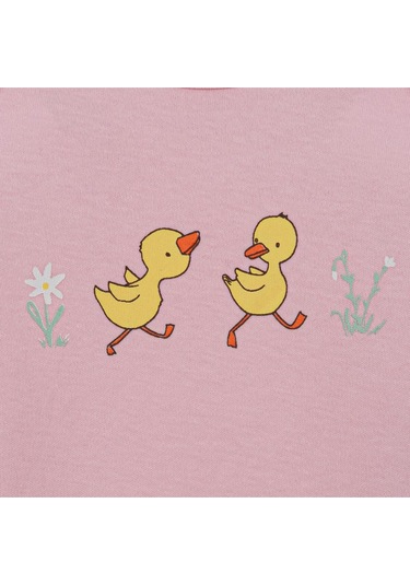 Ördekli Uzun Kol Body Set Pembe