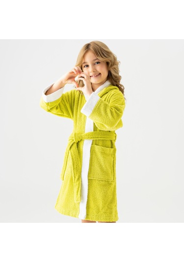 Soley Pueri %100 Pamuklu Unisex Çocuk Bornozu Yeşil