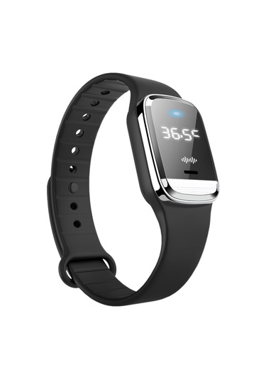 Kosona Siyah Ultrasonik Entegre Saat Ve Sıcaklık Ölçerli Dış Mekan Uçucu Haşere Kovucu Bileklik M20