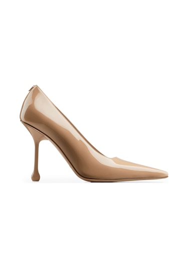 Jimmy Choo Şık Ixia 95 Rugan Topuklu Ayakkabı Bej