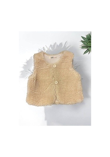 Kız Bebek Peluş Yelek-14866 Bej