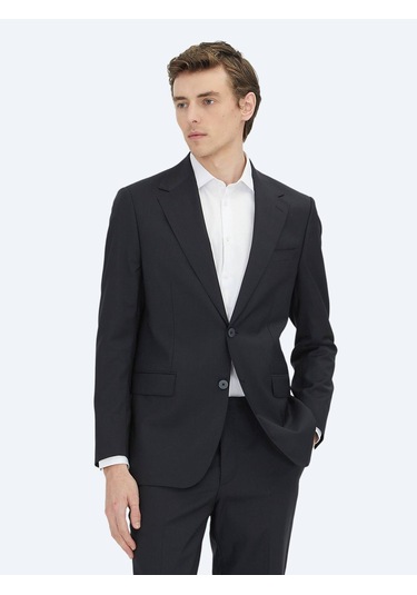 Siyah Mikro Yün Karışımlı Takım Elbise Siyah