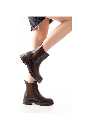 02-2137 Kahverengi Lastikli Günlük Kadın Bot Kahverengi
