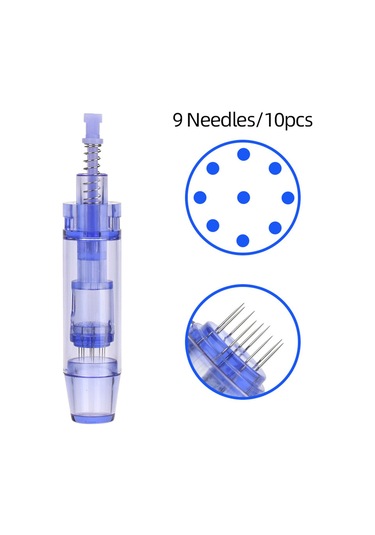 Vkemall Cilt Bakımı İçin 9 İğneli Değiştirilebilir Mikro İğne Uçları - 10'lu Paket