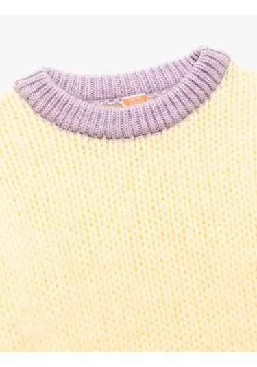 Koton Uzun Kollu Bisiklet Yaka Renk Bloklu Triko Kazak Sarı 6wmg90022ht Sarı
