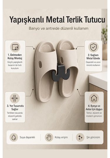 3m Yapışkanlı Terlik Askısı Banyo Kapı Ayakkabı Tutucu Kurutma Rafı Diğer