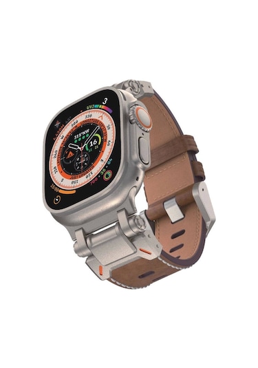 Apple Uyumlu  Watch 10 Serisi 46mm Redclick Krd-114 Metal Başlıklı Silikon Kordon