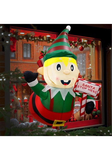 Suntek Yılbaşı Şişme Elf Işıklı Patlatma Veranda Ev Yükseklik 120 Cm