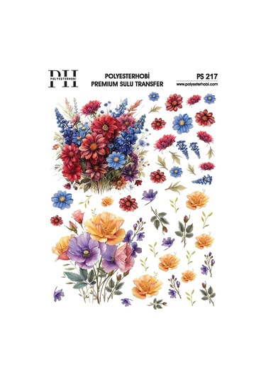 Polyesterhobi Premium Sulu Transfer 25x35 Cm Çiçek Desenli Ps 217