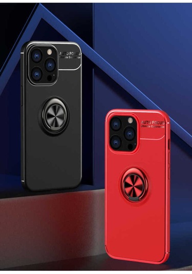 Apple iPhone Uyumlu 13 Pro Max Adamaxaksesuar Ravel Silikon Kapak Siyah Kırmızı