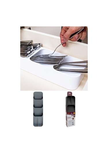 Antrasit 5 Bölmeli Çekmece Kaşıklık Mutfak Düzenleyici, Dayanıklı Çatal Kaşık Bıçak Organizatörü Diğer