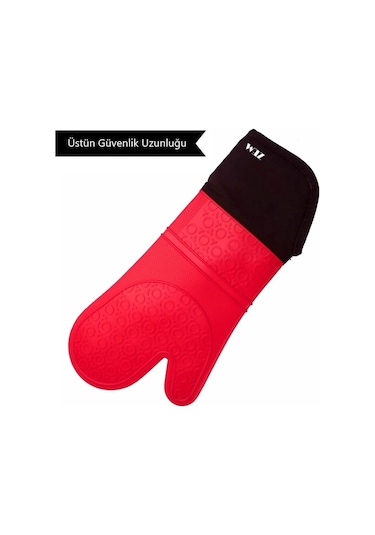 Profesyonel Silikon Fırın Eldiveni, Kırmızı, Zem
