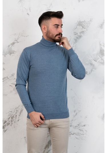 Boğazlı Slimfit Erkek Triko Kazak