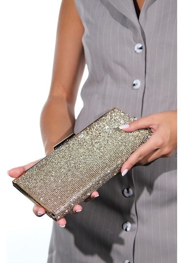 Soho Altın Küçük Taşlı Kadın Abiye Çanta Altın