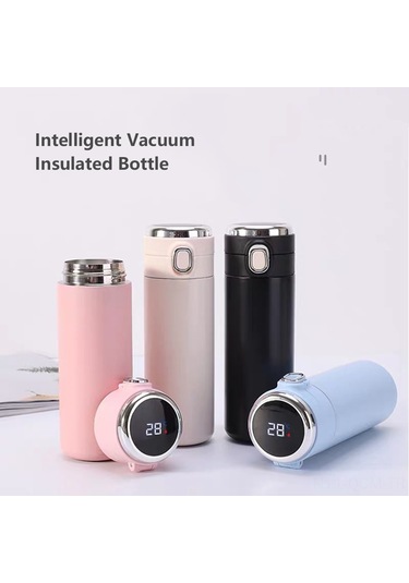 Qingmipy 420ml Akıllı Sıcaklık Gösteren Termos Bardak - Led Dokunmatik Ekran, Çelik İç/dis, Seyahat İçin Siyah Düğme Pil Değiştirilemez