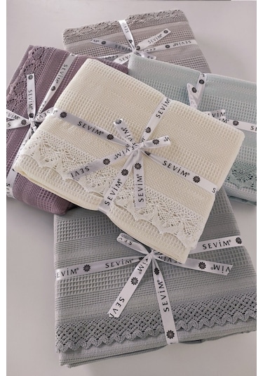 Dantelli Tek Kişilik Waffle Pike- %100 Pamuk Petekli Pike-160x230 Cm-lila Lıla Lila