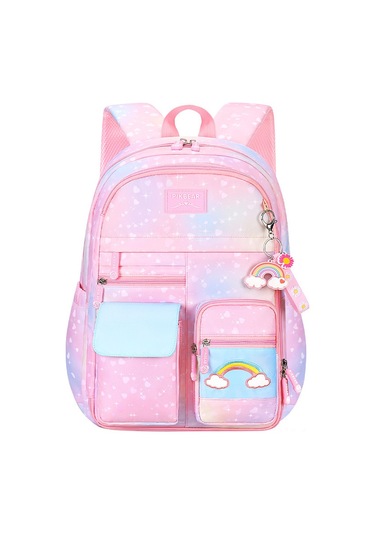 Vkemall Küçük Kızlar İçin Gradient Pembe Buzdolabı Desenli Çift Askılı Okul Çantası - Hafif, Dayanıklı Ve Çok Fonksiyonlu Outdoor Aktivitelere Uygun Çok Renkli