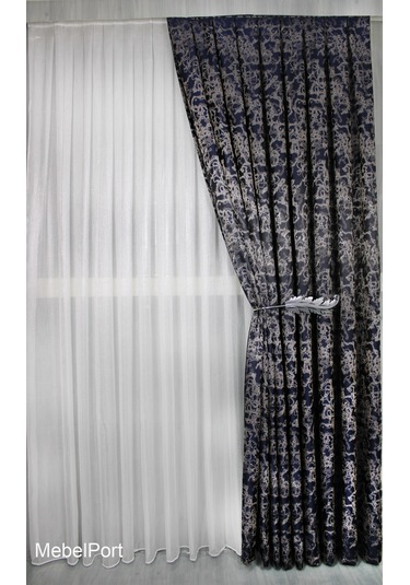 Jakar Fonluk Sahil Desen 1/3 Sıklık Korniş İçin Tek Kanat Lacivert