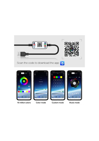 Singree Müzikle Renk Değiştiren 5 Metre 50 Led Rgb Bluetooth Işık Şeridi, Usb Güçlü, Su Geçirmez Diğer