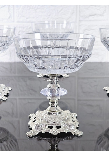 Paşabahçe Serisi Echo Kase & Magnolıa Kase & Dondurmalık & Şekerlik Kare Gümüş Döküm Ayaklı Naturel