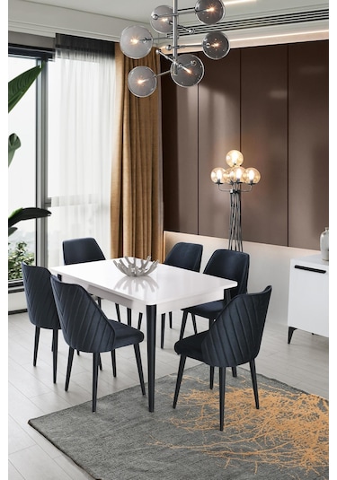 Mercan Mdf Salon Yemek Masa Sandalye Takımı 90x145 001