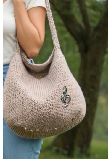 Abalon Shell Sol Anahtarı Sedef Broş Br10-1 Çok Renkli