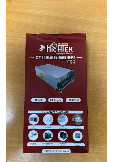 Hightek 12 Volt 80 Amper Metal Kalın Kasa Adaptör