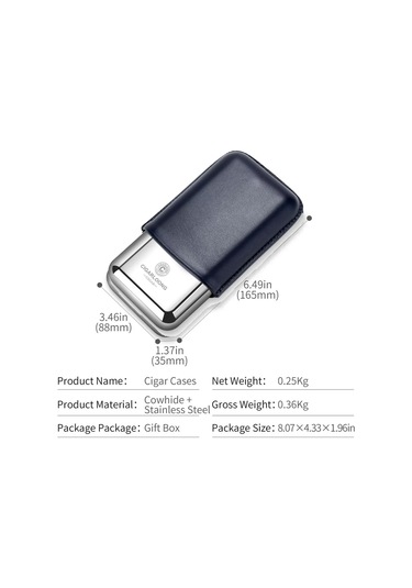 Cigarloong Metal Deri Puro Kılıfı 3'lü Mavi 60ring