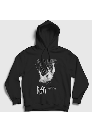 Presmono Unisex Nothing Korn Kapüşonlu Sweatshirt Siyah