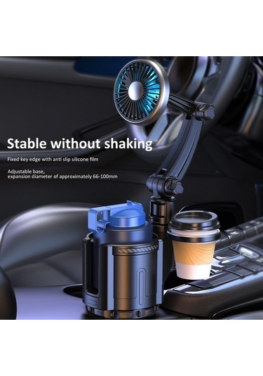 Pazly 12v/24v Araba Bardak Tutucu Fanlı - 3 Hızlı Ayarlanabilir Led Işıklı Genişleyici Taban Bardaklık