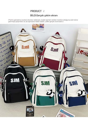 Retro Öğrenci Bilgisayarı Sırt Çantası-siyah Siyah