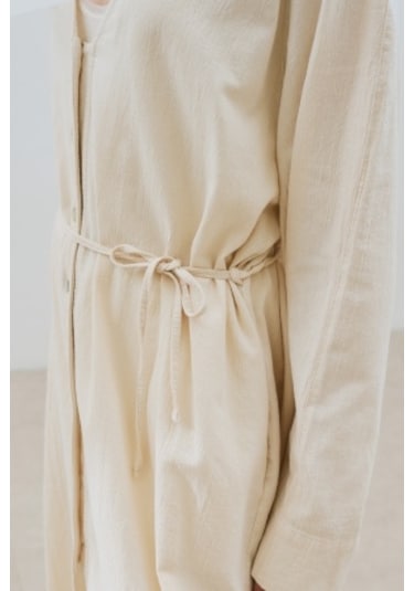 Dokulu Düğmeli Uzun Tunik Natural Natural