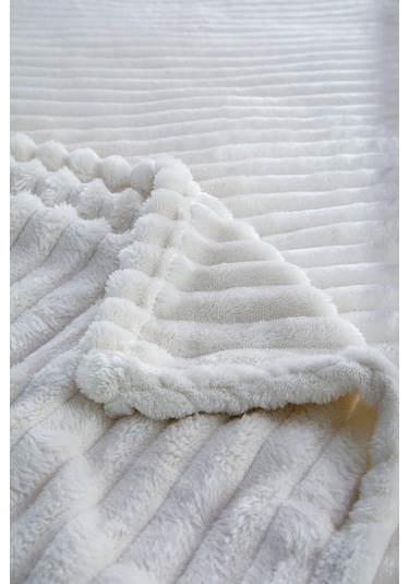 Linda 2 Parça Tek Kişilik Battaniye Seti - Ekru Ekru