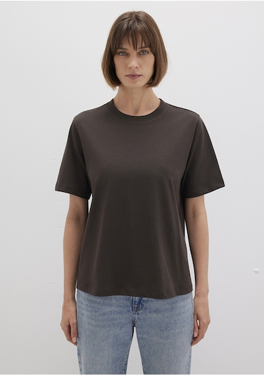 Mavi - Kahverengi Basic Tişört 1600965-90707 Kahverengi