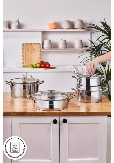 Karaca Vapor New İndüksiyon Tabanlı 6 Parça Çelik Sahan Set