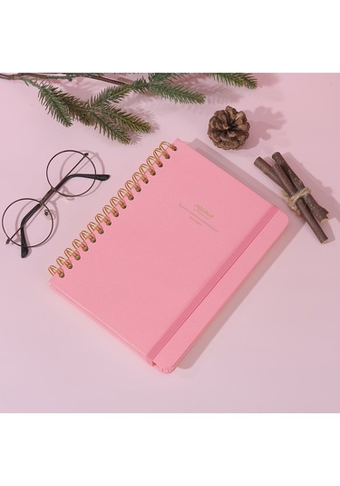 Vj Canvas Sert Kapak Spiralli Defter A5 100gr 160 Sayfa Noktalı Pembe Pembe