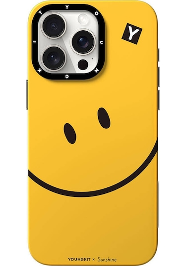 İphone 15 Pro Uyumlu Kılıf Magsafe Özellikli Sunshine Youngkit Daily Happy Serisi Siyahlı Sarı