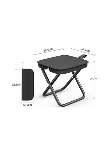 Flybuy Katlanır Güzellik Sandalyesi, Kompakt Portatif Tabure, Dayanıklı Çelik & Oxford Kumaş, Siyah Siyah