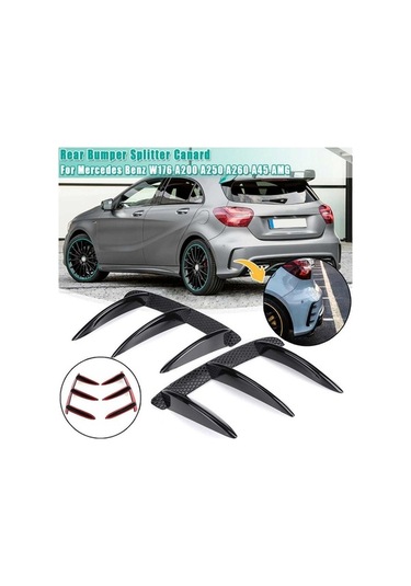 Novahub Mercedes Benz W176 A200/250/260/45 İçin Arka Tampon Spoiler Difüzör Kanalları Siyah 2 Adet