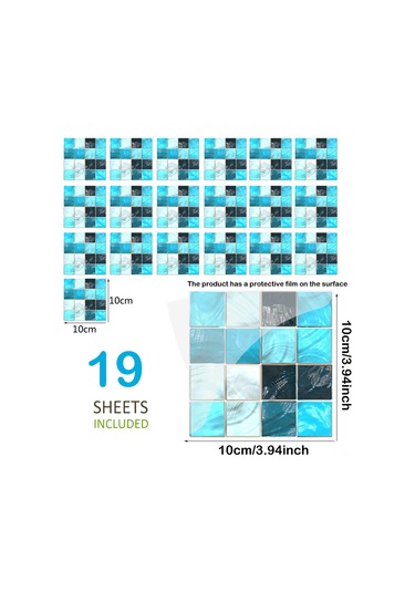 Vkemall 19 Adet/set Suya Ve Yağa Dayanıklı Otomatik Yapışkan Mozaik Duvar Stickerları - Mutfak, Banyo, Duvar Dekoru Renkli Pvc Dıy Yapistirici Mosaik