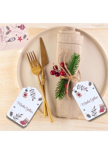 Yılbaşı Mutlu Yıllar Yazılı Hediye Etiketi, Çorap Temalı Paketlem