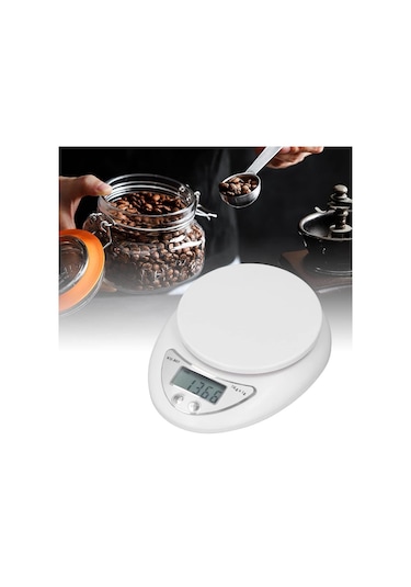 Wellhise B05w Kaseli Pilli Mutfak Tartısı Dijital Ekran Terazi Beyaz