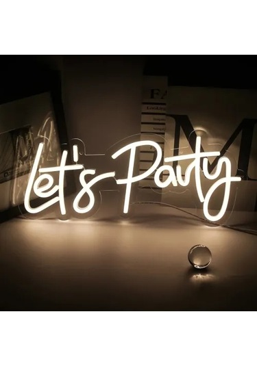 Let's Party Neon Led Tabela Beyaz