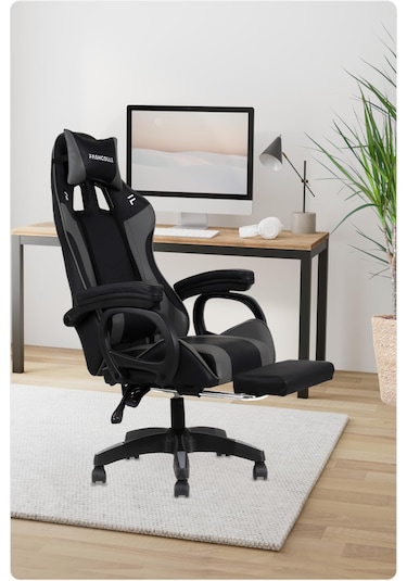 Fashcolle Dynamic Masajlı Gri-Siyah Oyuncu Koltuğu