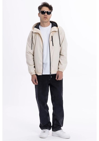 İçi Astarlı Su Ve Rüzgar Geçirmez Erkek Cepli Yağmurluk Taş