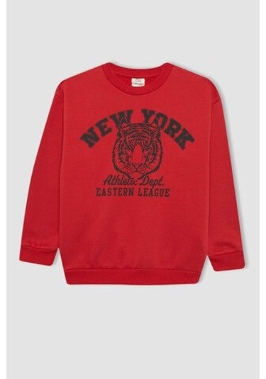 DeFacto Erkek Çocuk Bisiklet Yaka Baskılı Sweatshirt B7822A8NSBR66 Bordo