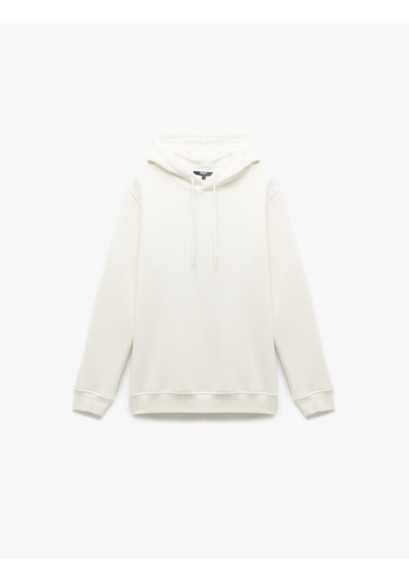 Koton Şardonlu Uzun Kollu Basic Kapşonlu Sweatshirt Beyaz 6wam70015mk Beyaz