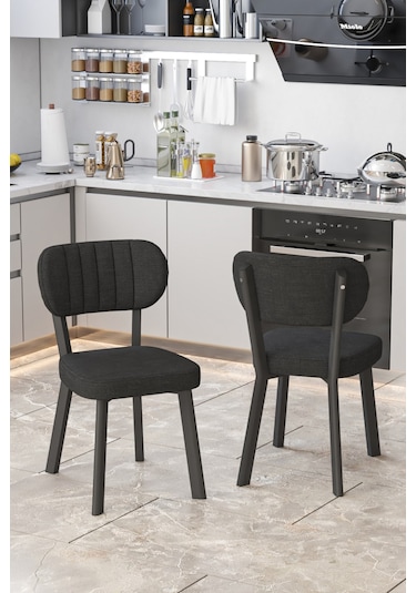 Parla Mutfak Sandalyesi Yemek Odası Bahçe Balkon Otel Restoran Kafe Sandalyesi - 6 Adet - Siyah Siyah