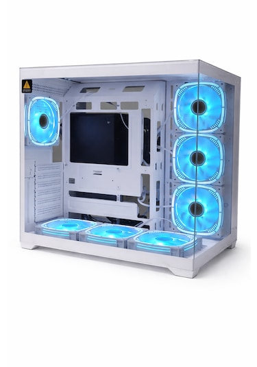 Zeiron 7x12 Fan Rgb Kumandalı Beyaz Akvaryum Gaming Kasa Powersiz